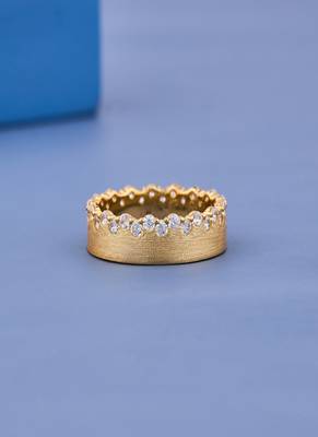 Elegant Matte Gold Diamond Band Ring 1
