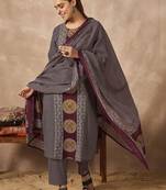 Women Ethnic Motifs Printed Cotton Kurta with Trousers & With Dupatta