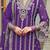 Floral Embroidered V-Neck Zari Organza Straight Kurta With Trousers And Dupatta