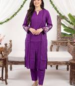 Women Ethnic Motifs Pleated Thread Work Kurta with Trousers