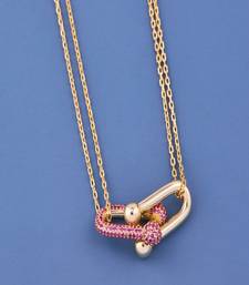 Pink Pave Link Pendant Necklace