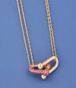 Pink Pave Link Pendant Necklace