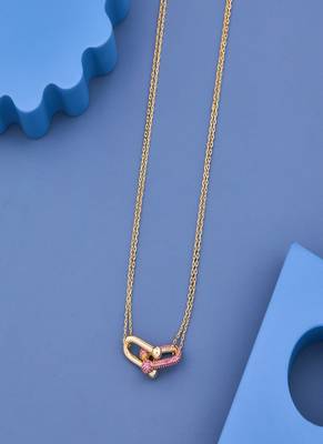 Pink Pave Link Pendant Necklace 3