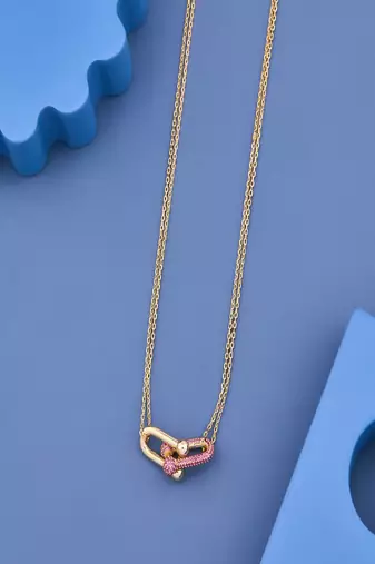 Pink Pave Link Pendant Necklace