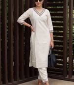 Women Ethnic Motifs Embroidered Mirror Work Kurta with Trousers