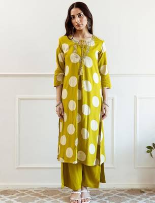 Women Geometric Printed A-Line Kurta with Palazzos 1