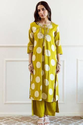 Women Geometric Printed A-Line Kurta with Palazzos