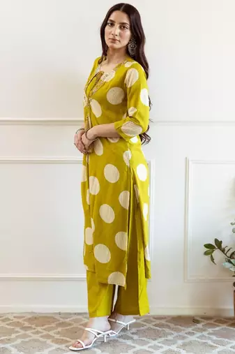 Women Geometric Printed A-Line Kurta with Palazzos