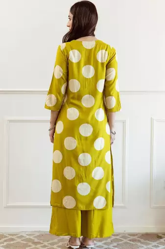 Women Geometric Printed A-Line Kurta with Palazzos