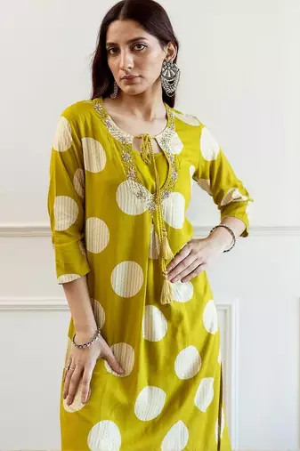 Women Geometric Printed A-Line Kurta with Palazzos