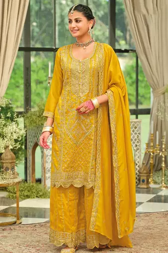 Women Ethnic Motifs Embroidered Kurta with Palazzos & Dupatta