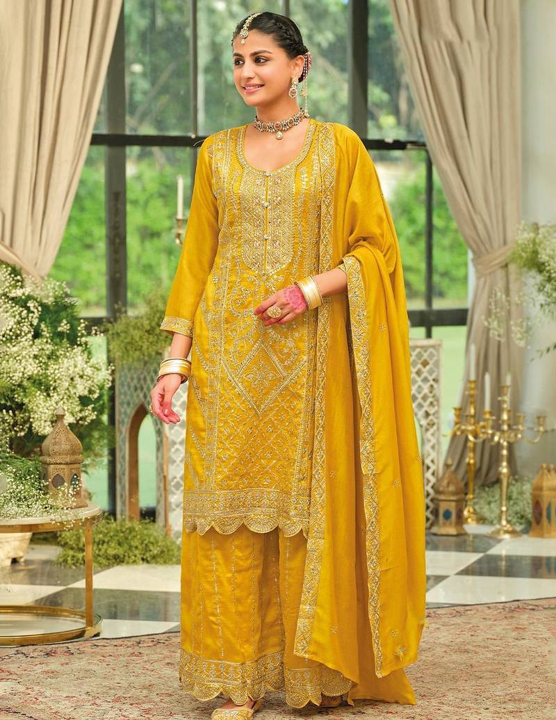 Women Ethnic Motifs Embroidered Kurta with Palazzos & Dupatta