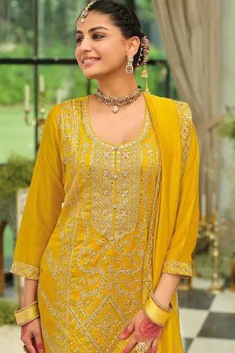 Women Ethnic Motifs Embroidered Kurta with Palazzos & Dupatta