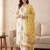 Women Floral Printed Thread Work Cotton Kurta with Trousers & With Dupatta