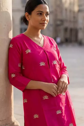 Women Ethnic Motifs Embroidered Thread Work Kurta with Trousers