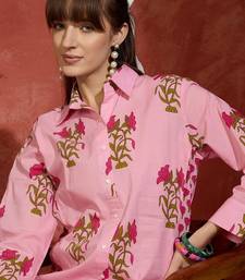 Floral Printed Shirt Collar Cotton Straight Kurta With Palazzos