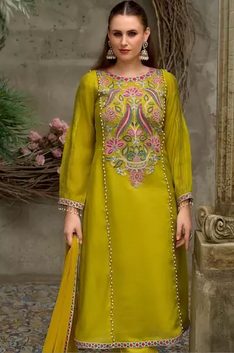 Women Ethnic Motifs Embroidered Thread Work Kurta with Palazzos & Dupatta