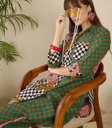 Women Checked Cotton Kurta with Trousers