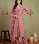 Women Ethnic Motifs Embroidered Thread Work Kurta with Trousers & With Dupatta