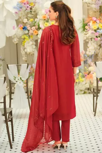 Women Ethnic Motifs Embroidered Thread Work Kurta with Trousers & With Dupatta