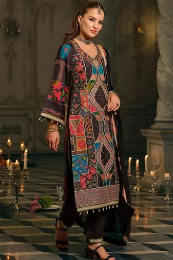Women Ethnic Motifs Printed Mirror Work Kurta with Palazzos & With Dupatta