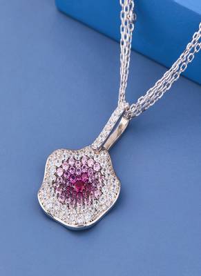 Pink Floral Crystal Pendant Necklace 1