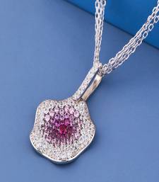 Pink Floral Crystal Pendant Necklace