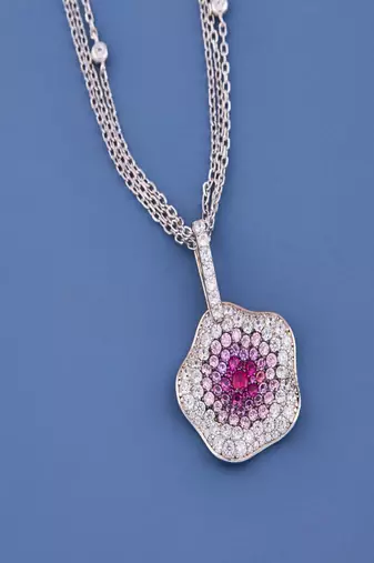 Pink Floral Crystal Pendant Necklace