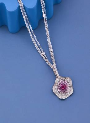 Pink Floral Crystal Pendant Necklace 4