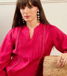 Self Design Mandarin Collar Bell Sleeves Straight Kurta With Trousers
