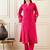 Self Design Mandarin Collar Bell Sleeves Straight Kurta With Trousers