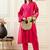 Self Design Mandarin Collar Bell Sleeves Straight Kurta With Trousers
