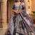 Navy Blue Tabby Silk Blend Digital Print Embroidered Lehenga Choli Set