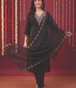 Women Ethnic Motifs Embroidered Sequinned Kurta with Trousers & With Dupatta