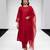 Crimson red embroidered dupion silk kurta set
