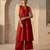 Red embroidered dupion silk co ord set