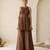 Brown embroidered dupion silk co ord set