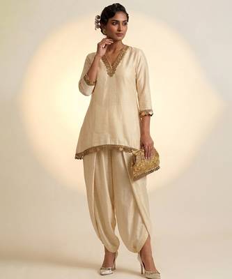 Ivory embroidered nysha silk co ord set 1