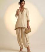 Ivory embroidered nysha silk co ord set