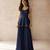 Navy blue embroidered georgette co ord set
