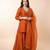 Rust orange embroidered dupion silk sharara set