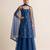 Royal blue embroidered dupion silk sharara set