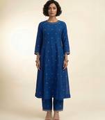 Royal blue embroidered dupion silk co ord set