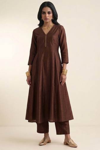 Coffee brown dupion silk co ord set