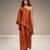 Rust orange embroidered raw silk co ord set