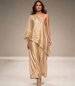 Champagne gold embroidered raw silk co ord set