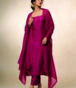 Magenta pink dupion silk kurta set