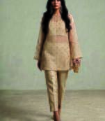 Nude beige embroidered organza co ord set