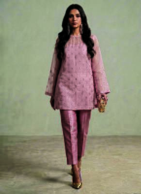 Blush pink embroidered organza co ord set 1