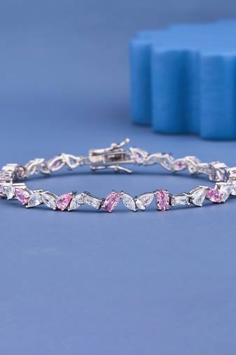 Pink & White Crystal Tennis Bracelet